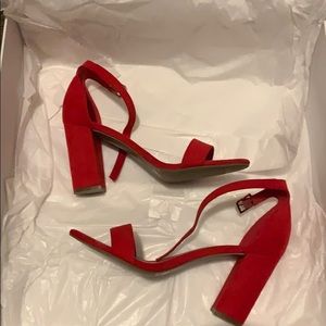 Red Block Heel Sandals